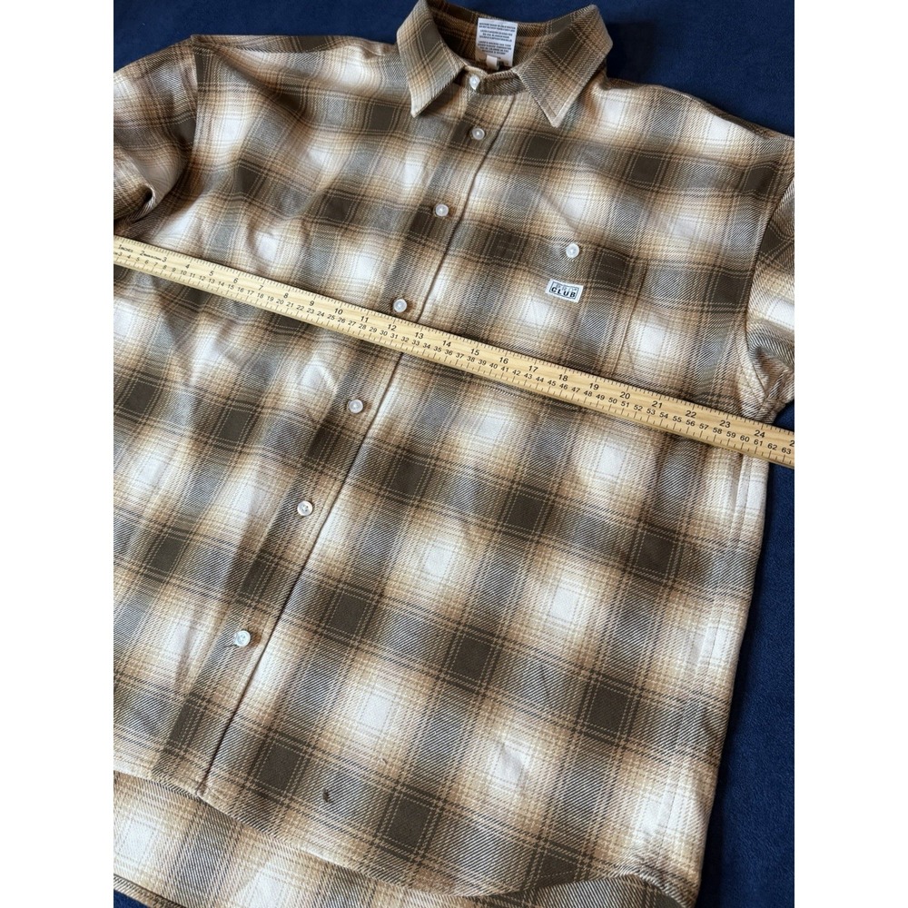 Pro Club Heavy Wide Ombre Flannel Long Sleeve Sz L Brown